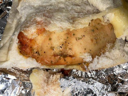 Inside baked chicken sandwich