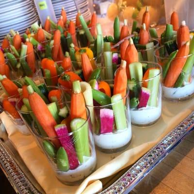 S+S Gastro Grub Catering at Muir Beach Community Center serving Crudities Cups w/Basil Goddess Dressing