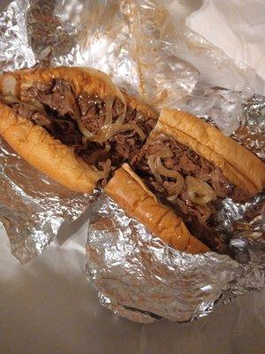 Hot Roast Beef w/ American Cheese and lite onions