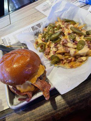 Bacon cheese burger and loaded fries!!