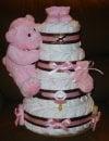 Baby Girl pink and brown booties diaper cake