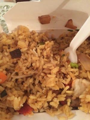 House Fried rice with everything in it?  Or brown rice with some peas and carrots.   8 bucks....