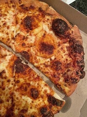 Overcooked pizza