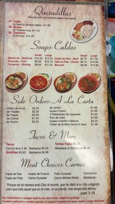 Quesadillas/Caldos/Side orders