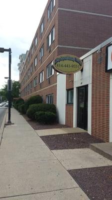 Right on the main street of E Beaver Ave- handicap accessible and easy to get to location.