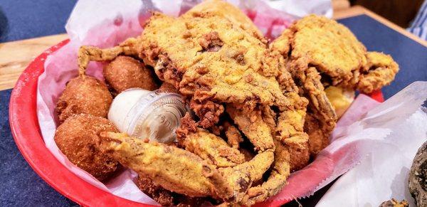 Soft shell crabs and hush puppies.