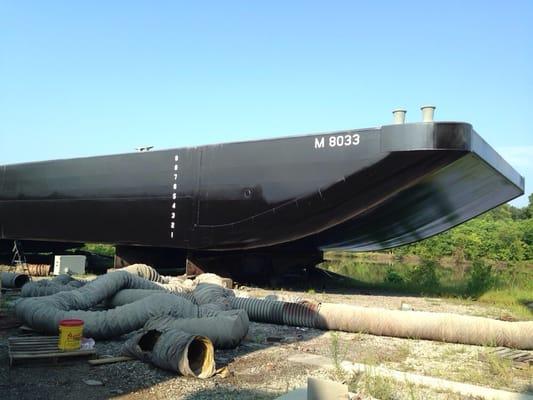 A barge ready to be launched