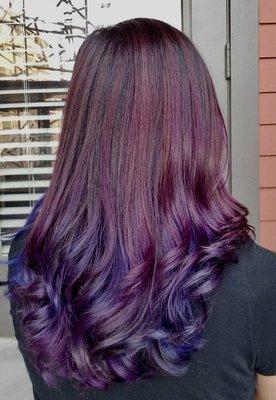 Blue violet balayage using pulp riot colors