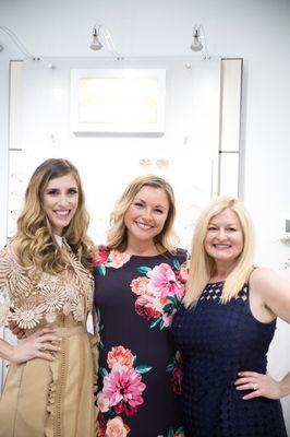 From the left, Dr. Christa Morris (Dr. Snodgrass's daughter), Brooke Sammons one of our licensed Opticians and Dr. Kimberly Broome.