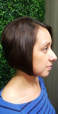 Asymmetrical bob cut