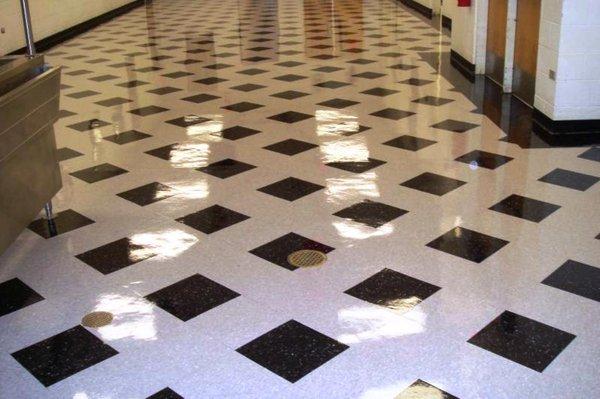 We are ready to resurface your VCT flooring to remove scuffs and scratches.  We can make that floor look brand new.