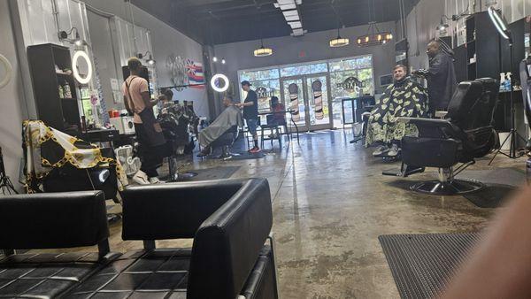 Barbershop with the right vibe music in the background.