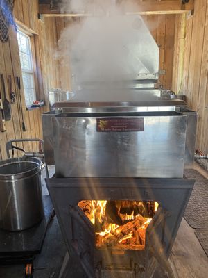 Our wood fired evaporator to make Maple Syrup