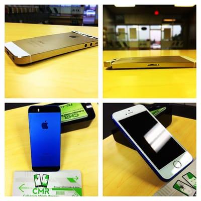 iPhone 5s with broken screen and bent frame all fixed up with a colored frame and brand new screen
 Note: Not OEM Apple products