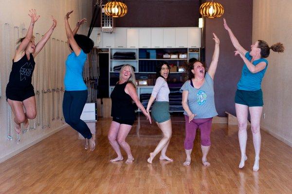 We have a lot of fun together at Adeline Yoga.