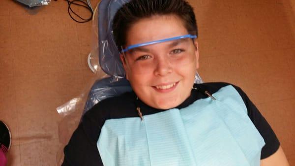 My son at Dr. Barba's right before his cleaning.