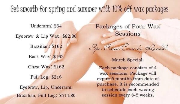 March specials. *Packages may not be shared. Package must be purchased in full.