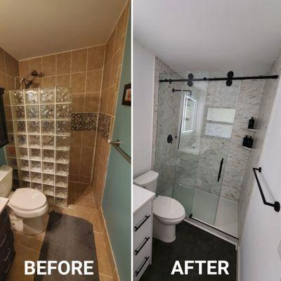 This is my bathroom before and after. I'm do happy with the outcome!