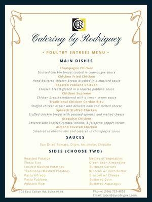 Poultry Entrees Menu