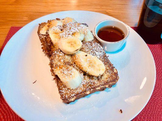 Banana bread french toast with caramelized bananas