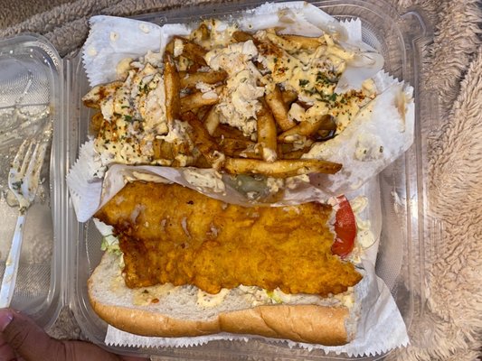 Fish Po' Boy Combo with Fries Old Bay yummy