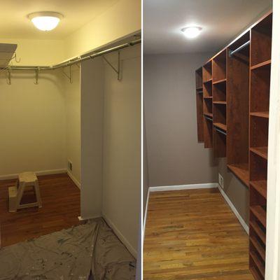 Walk in closet update before and after.