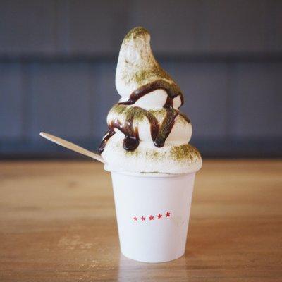 Matcha chocolate milk soft serve