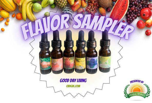 Our CBD flavor sampler is perfect for newcomers. It offers 6 flavors and strength levels of CBD oils