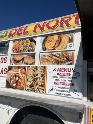 Taco truck menu