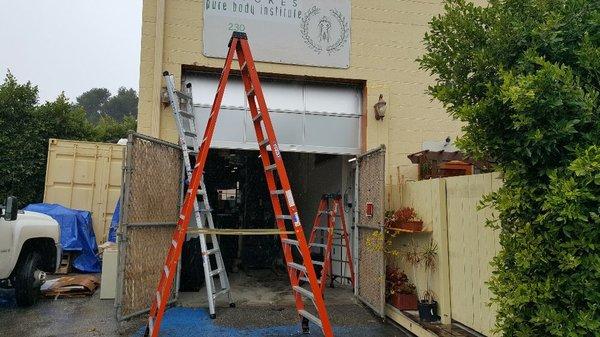 Commercial door, door was off track and this was their delivery bay! Got it done same day