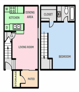 1 bedroom 1 bath Townhome