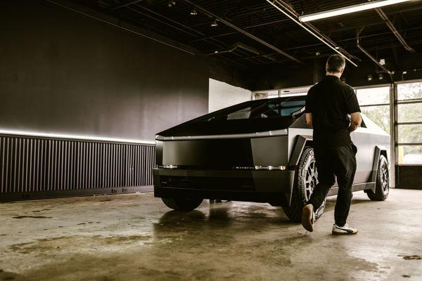 Admiring the Satin Black PPF installed on this Tesla CyberTruck