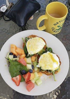 Eggs Benedict Florentine with a nice light hollandaise and a sprinkling of Parmesan on top!