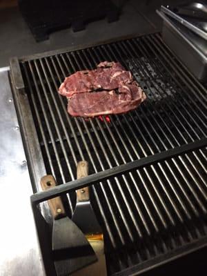 Steak on the grill.