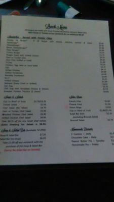 Another bad picture of the menu.