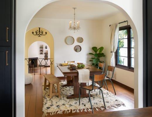 The view to the dining room from the kitchen.