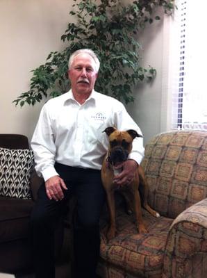 Dave with Maggie the office dog : )