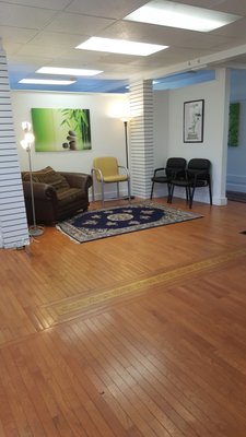 Lower level waiting room, acupuncture clinic Worcester MA