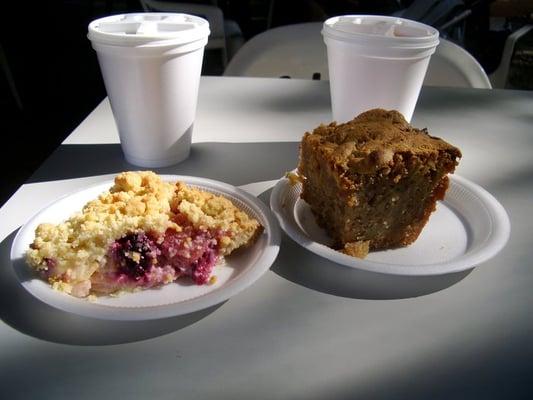 apple-blackberry-sour cream pie, apple cake, apple cider and coffee... yum