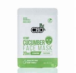 CBDfx Cucumber sheet mask. 20mg CBD hydrates and softens skin while calming inflammation