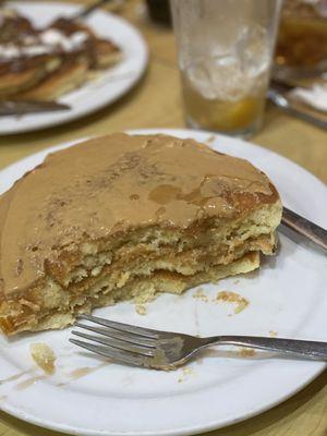 Buttermilk pancakes topped with peanut butter, my favorite!