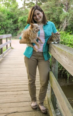 April White (Pet Nanny) with her pets Maggie and Elmo.