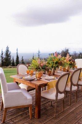 Farm tables, French dining chairs and the most beautiful rental items in Hawaii