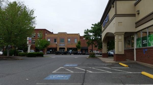 Storefront and parking lot