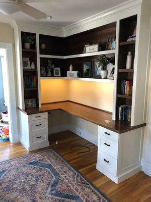 Custom built-in desk. This is just one of our creative projects!