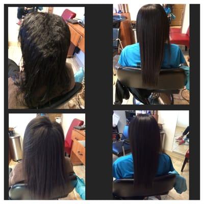 Before and after Brazillian blow out