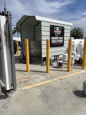 Propane refill station.