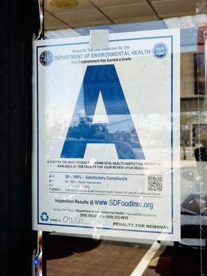 A-Rating Health Inspection!