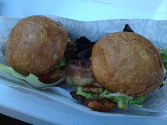 2 mini burgers:  1 original & 1 salmon