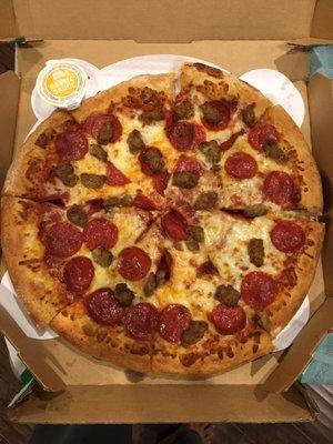 large Pepperoni and sausage